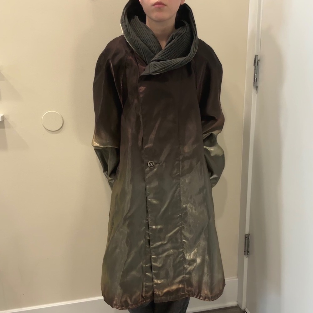 Mycra Pac Reversible Metallic Iridescent Ombré Bronze Rain Coat Pleated Hood M/L